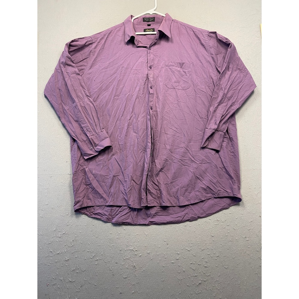 Amanti Button Down Shirt Cotton Polyester Purple 20 36/37 Mens